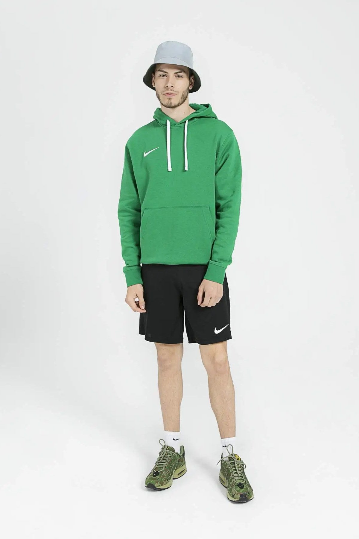 Nike Fleece Felpa con Cappuccio Fitness Uomo Verde